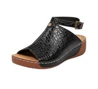 Ballet Shoes Women's Summer Roman Open Toe Thick Bottom Sandals Casual Comfortable Slope Heel Beach Sandals Chunky Flip Flops Womens (Black, 6)