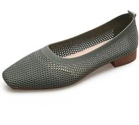 Ballet Slipper Dance Shoes, Square Toe Mesh Summer Shoes for Women, Soft Comfortable Breathable Flats, Flexible Design for Office and Casual Wear Green