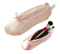 Ballet Slipper Makeup Bag, Satin Ballet Shoe Bag for Cosmetics Organization - Unique Dance Themed Favor for Dancers, Girls, Ballerinas, Champagne