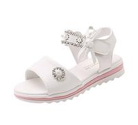 Ballet Slipper Necklace for Girls Sole Sandals Soft Sole Comfortable Princess Sandals (White, 3 Big Kids)