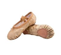 Ballet Slippers Ballet Dance Shoes Yoga Gym Flat Slippers Glitter Pink Blue Rose Red Colors Ballet Dance Shoes for Girls Children Women Teacher(Gold,32)