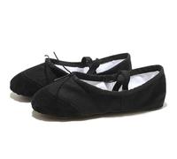 Ballet Slippers Black Red Pink White Canvas Flat Yoga Teacher Gymnastic Ballet Dance Shoes Kids Ballet for Girls Women(P-Black,25(16cm))
