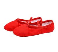 Ballet Slippers Black Red Pink White Canvas Flat Yoga Teacher Gymnastic Ballet Dance Shoes Kids Ballet for Girls Women(Red,30(18.5cm))