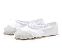 Ballet Slippers Black Red Pink White Canvas Flat Yoga Teacher Gymnastic Ballet Dance Shoes Kids Ballet for Girls Women(P-White,25(16cm))