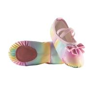 Ballet Slippers Girl Ballet Shoes Glitter Split-Sole Dance Slippers Toddler Kids Practice Shoes Flats Soft Lightweight Elastic Laces Colorful(Colorful,32)