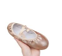 Ballet Slippers Girl Ballet Shoes Glitter Split-Sole Dance Slippers Toddler Kids Practice Shoes Flats Soft Lightweight Elastic Laces Colorful(Champagne,34)
