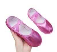Ballet Slippers Girl Ballet Shoes Glitter Split-Sole Dance Slippers Toddler Kids Practice Shoes Flats Soft Lightweight Elastic Laces Colorful(Pink,34)