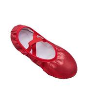 Ballet Slippers Girl Ballet Shoes Glitter Split-Sole Dance Slippers Toddler Kids Practice Shoes Flats Soft Lightweight Elastic Laces Colorful(Red,26)