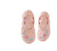 Ballet Slippers Girls Ballet Shoes Embroidered Children Dance Slippers Split Shoes Pink Classical(Flesh-2,28)