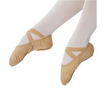 Ballet Slippers Girls Ladies Practice Dance Shoes Cloud Soft Ballet Elastic Fabric Gymnastics Patchwork Cotton Style for Girls(Tan,35)