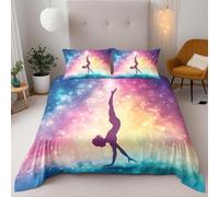 Ballet Super King Size Duvet Cover Sets 3D Printed Gymnastics Girl Bedding Set 3 Piece Soft Microfiber Quilt Cover 260x220 cm with Zipper Closure und 2 Pillowcases for Double Bed Decor A/1488