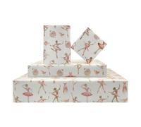 Ballet Wrapping Paper, 4 Sheets Pink Swan, Ballet Shoes & Dancer Design on Pale Yellow Background 50x70cm, Elegant Ballet Themed Wrapping Paper for Girls Birthday, Dance Recital Gifts