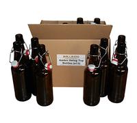 BALLIIHOO Pack Of 12 x 500ml Amber Glass Beer Bottles With Swing Top Stoppers