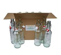 BALLIIHOO Pack Of 12 x 500ml Clear Glass Beer Bottles With Swing Top Stoppers