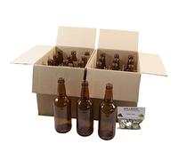 BALLIIHOO Pack of 24 x 500ml Brown Glass Beer Bottles with Crown Caps