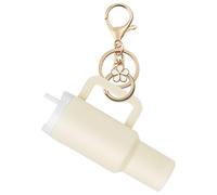 BALLMENT Mini Stanley Cup Keychain, Tumbler Keychain Chapstick Holder, Cute Girl Keychains for School Bag, Women Purse Charms, White, M