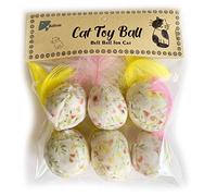 BALLMIE Cat Toy Ball for kitten feather bell ball in floral fleece (Yellow)