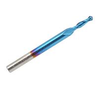 Ballnose Cutter Ball End Mill, 2 - Blade Spiral Router Bit with Nano Blue Coating, 3.175mm Shank × 2.5mm Cutting Diameter × 8mm Flute Length, for 3D Relief Carving on Wood,