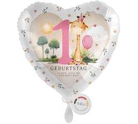 balloa Foil Balloon 1 Year with Giraffe Safari Motif, Gift for First Children's Birthday Party for Boys or Girls, Helium Balloon Animal Party Decoration, Balloon Celebration Decoration, 33 cm