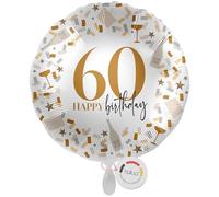 balloa Foil Balloon 60, Round Helium Balloon for 60th Birthday, Gift for Men or Women, Decoration for Round Birthday Party, Foil Balloon Fillable with Air or Helium, Party Decoration, 33 cm
