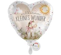 balloa Foil Balloon for Birth Girl, Gift for Birth Baby Girl, Heart Balloon Welcome Little Wonder, Helium Balloon for Girls Decoration, Balloon Baby Party Decoration, Baby Shower Decoration, 33 cm
