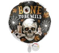 balloa Foil Balloon Halloween Skull Bone to Be Wild, Round Balloon with Skull and Spider Web, Suitable for Helium Balloon, Halloween Decoration for Children and Adults, Party Decoration Halloween