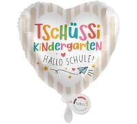 balloa Foil Balloon Heart Farewell Nursery Hello School Helium Balloon for First Day of School, Gift for Back to School, Balloon Nursery Farewell, Party Decoration School, Start of School, 33 cm