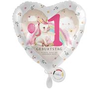 balloa Foil Balloon Heart Unicorn, Gift for 1st Birthday for Girls, Helium Balloon Children's Birthday, Decoration Party Balloon, Beautiful That You Are Born, Birthday Decoration, 33 cm