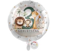 balloa Foil Balloon Safari Animals Lion Giraffe Monkey Elephant Gift for 3rd Birthday for Children, Helium Suitable Balloon Party Decoration, Decoration Idea for Girls Boys Birthday Decoration, 33 cm