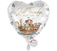 balloa Foil Balloon XXL for Christening All Love Noah's Ark with Animals and Rainbow, Helium Balloon as a Christening Gift for Boys or Girls, Heart Balloon, Table Decoration and Room Decoration for