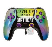 balloa Foil Balloon XXL Level Up Controller, Helium Balloon Gamer Motif, Balloon Children's Birthday Boy Decoration Foil Balloon Gift Idea Birthday, Gaming Party Decoration Gamepad Decoration Birthday