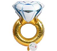 balloa Foil Balloon XXL Ring Diamond, Helium Balloon Gift for Engagement or Wedding, Balloon Ring for JGA, Elegant Party Decoration, Wedding Decoration, Wedding Balloon Gold Ring, 84 cm