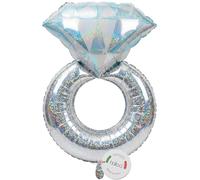 balloa Foil Balloon XXL Ring Diamond Silver Glitter, Helium Balloon Gift for Engagement or Wedding, Balloon Ring for JGA, Elegant Party Decoration, Wedding Decoration, Wedding Balloon Platinum Ring