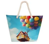 Ballones House Tote Bags for Women Men Shoulder Beach Bag Shopping Handbag with Hemprope Handle
