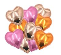 ballonfritz® Heart Balloons Set in Rose Gold / Orange / Pink 10 Pieces XXL 18 Inch Foil Balloon Set as Wedding Decoration, Gift or Love Surprise for Valentine's Day