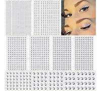 Balloome 2102pcs Face Gems Stick on, Self Adhesive Hair Jewels Face Rhinestones Stickers Bling Jewels for for Face Hair Nails Makeup Clothes Shoes Bags DIY Craft, 7 Size 14 Sheets (White)