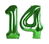 Balloon 14 Numbers, Large 14th Dark Green Birthday Decorations for 1 4 14 41, 40 Inch Foil Balloon for Wedding Engagement Photo Shoot Memorial Day's Supplies