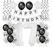 Balloon 17th Birthday Black White Birthday Decoration 17 Years Boy Girl Black Balloon Decoration 17th Birthday Girl Giant Foil Balloon 17th Happy Birthday Cake Decoration 17th Birthday Girl White