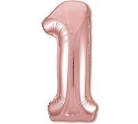 Balloon 1st Birthday Number 1 Rosegold XXL Giant Foil Balloon 40” Birthday Decoration for Girl. Flies with Helium