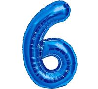 Balloon 6th Birthday Number 6 Blue XXL Giant Foil Balloon 40” Birthday Decoration for Boy. Flies with Helium