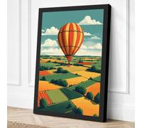 Balloon Above Patchwork Canvas Wall Art Print 18x12 Inch