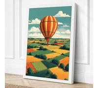 Balloon Above Patchwork Canvas Wall Art Print 24x16 Inch