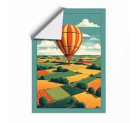 Balloon Above Patchwork Fields Vintage Unframed Wall Art Print A2 (59.4×42cm), Wall Decor for Living Room, Bedroom, Office & Home, Art Gift