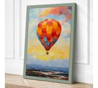 Balloon Above the Fields Canvas Wall Art Print 18x12 Inch