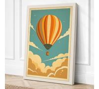 Balloon Adrift in Sky Vintage Canvas Wall Art Print 24x16 Inch