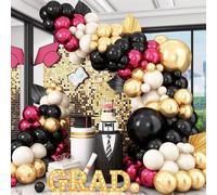 Balloon Arch Garland Kit, Double Stuffed Metallic Chrome Hot Pink and Gold Black White Sand Fuchsia Latex Party Balloons for Girls Women Birthday Wedding Baby Shower Valentine's Day Party Decorations