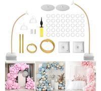 Balloon Arch Stand, 2.5M & 1.5M Half Balloon Arch Stand, Free Bend Balloon Column Stand for Floor Suitable for Wedding, Birthday, Graduation, Anniversary, Gold