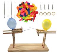 Balloon Bamboo Man Battle, Wooden Fencing Puppets for 2 Players Battles, PQKL-party Exciting Wooden Bots Battle Game for Party Games, DIY Bamboo Battle Boys Toy with 50pcs Balloons