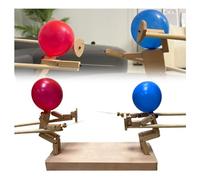 Balloon Bamboo Man Battle, Wooden Fighter with Balloon Head, Wooden Fighter with Inflatable Head, Bamboo Man Battle, Thrilling Battles with The Balloon Bamboo Man Battle Set (30cm*5mm)