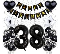 Balloon Black & White Party Decoration - 38th Birthday for Women & Men